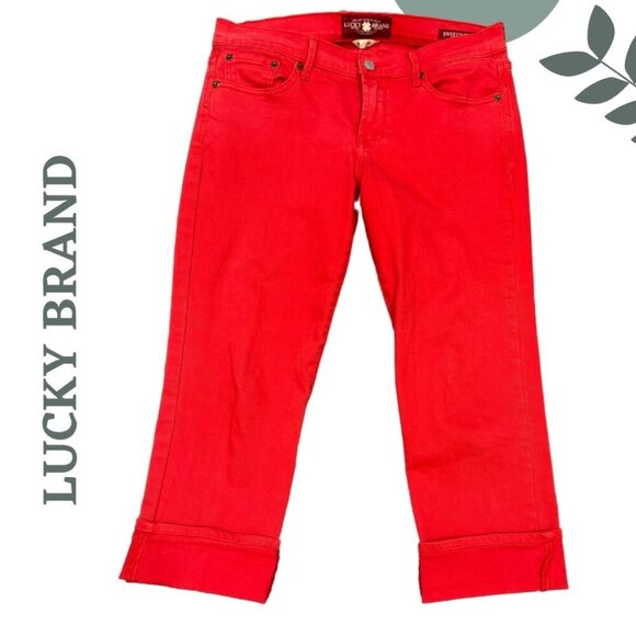 Lucky Brand Red Cropped Jeans | Sweet n’ Crop Fit | Rolled Cuffs | Mid Rise 29 - Picture 1 of 5